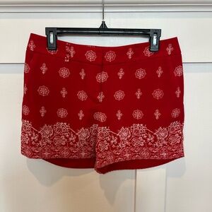 Red and White Bandana Patterned Women's Shorts